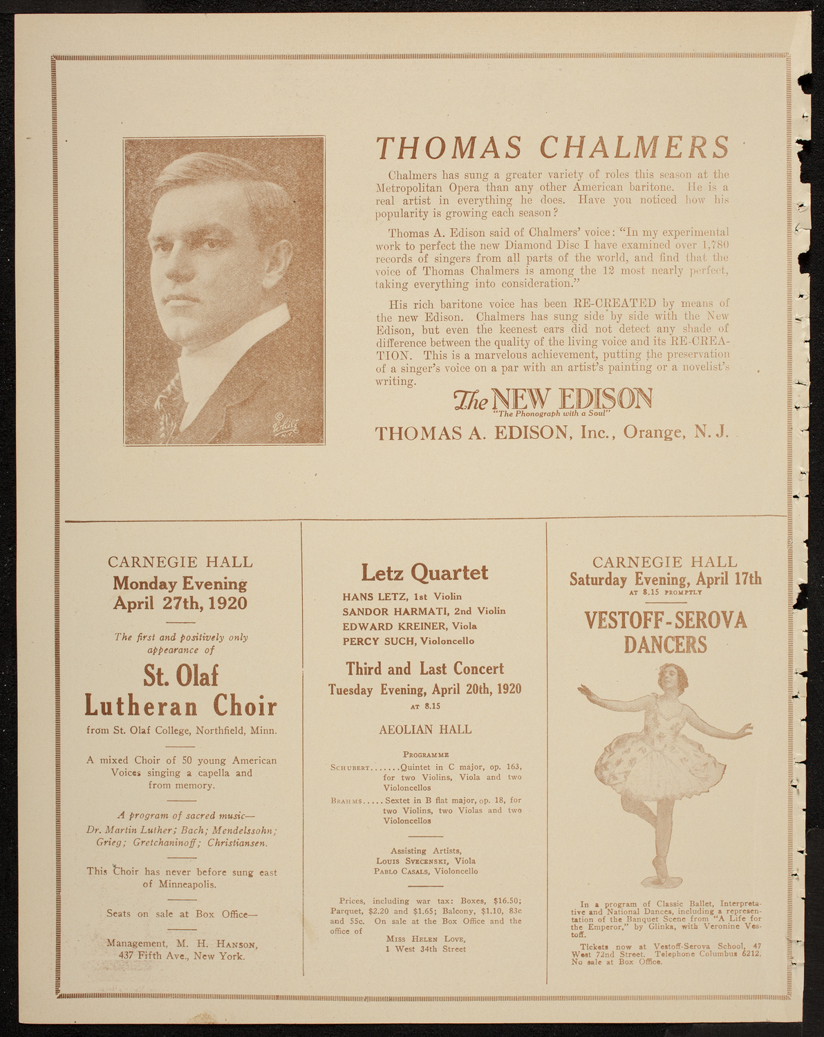 New Symphony Orchestra, April 16, 1920, program page 2