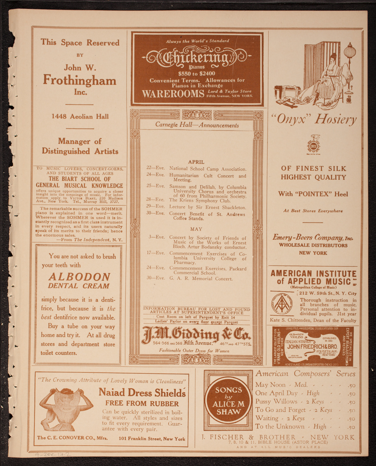 Lecture by Count Ilya Tolstoy, April 20, 1917, program page 3