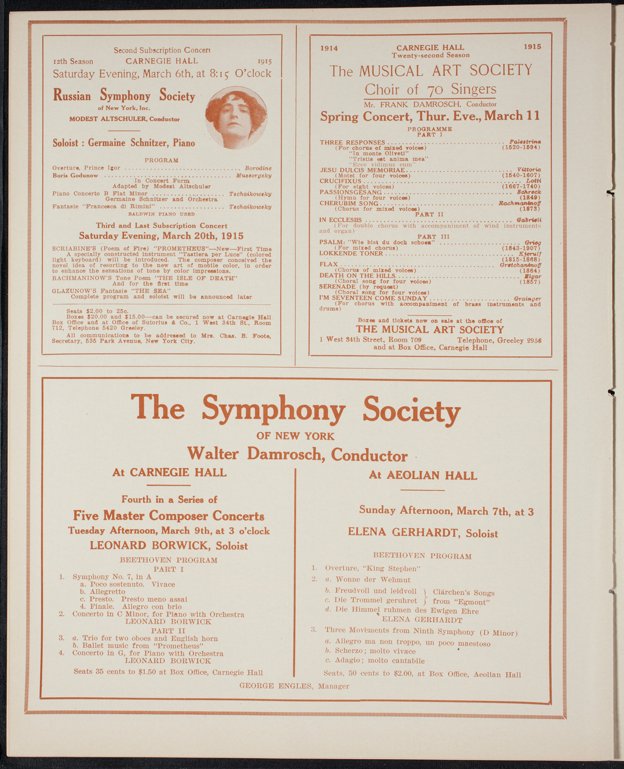 Ferruccio Busoni, Piano, March 6, 1915, program page 8