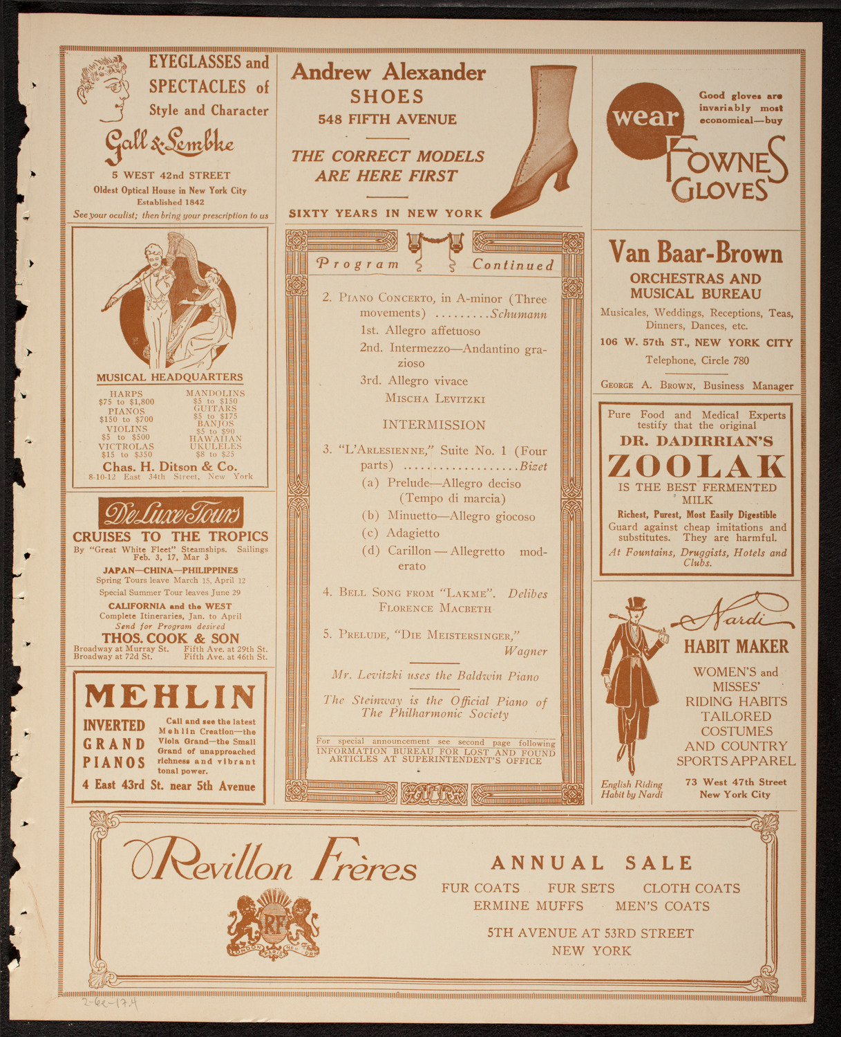 Home Symphony Concert: New York Philharmonic, February 6, 1917, program page 7