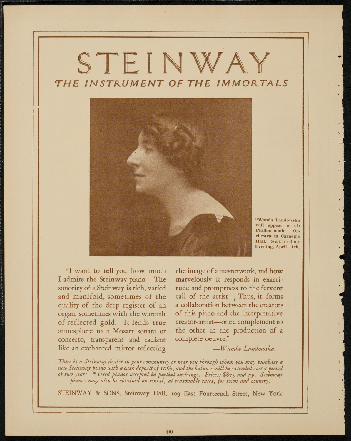 New York Philharmonic, April 11, 1925, program page 4