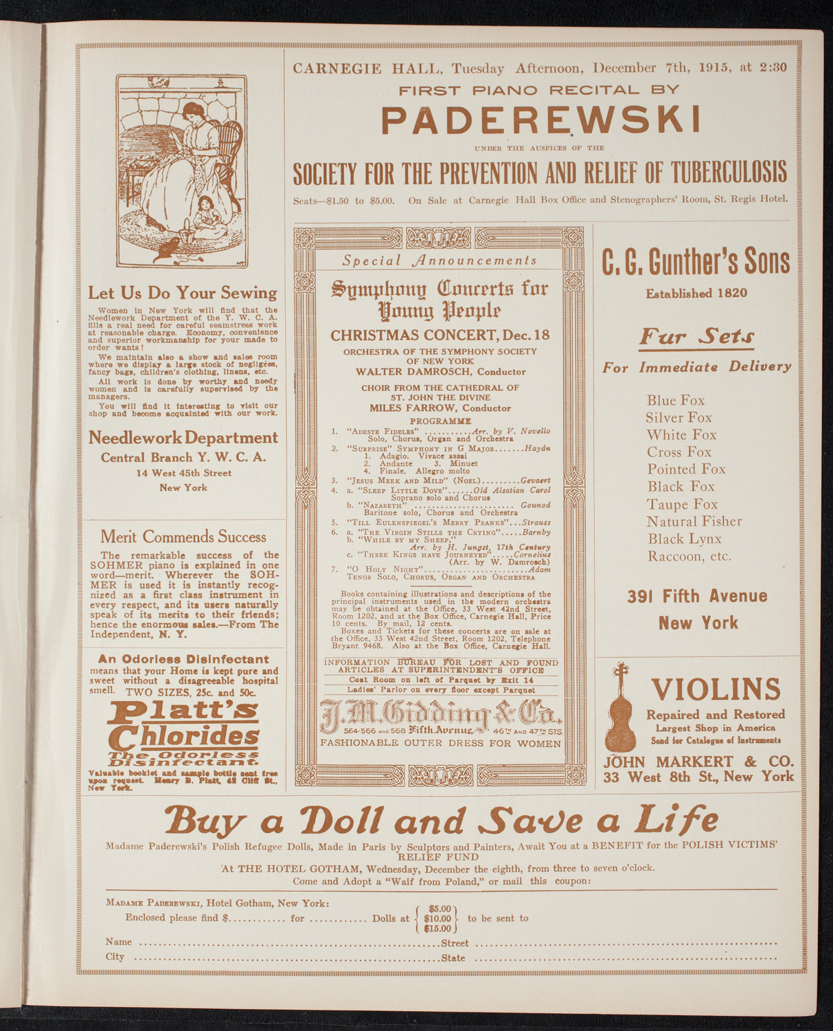 New York Philharmonic, December 4, 1915, program page 9