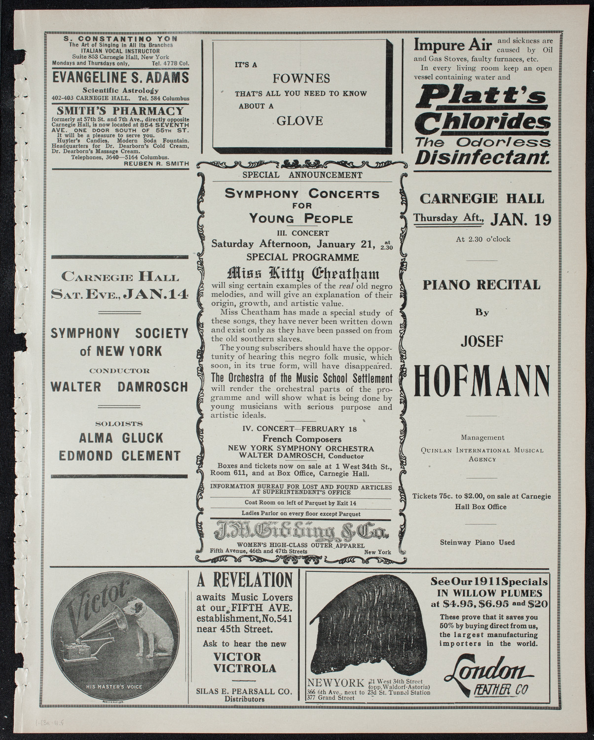 New York Philharmonic, January 13, 1911, program page 9