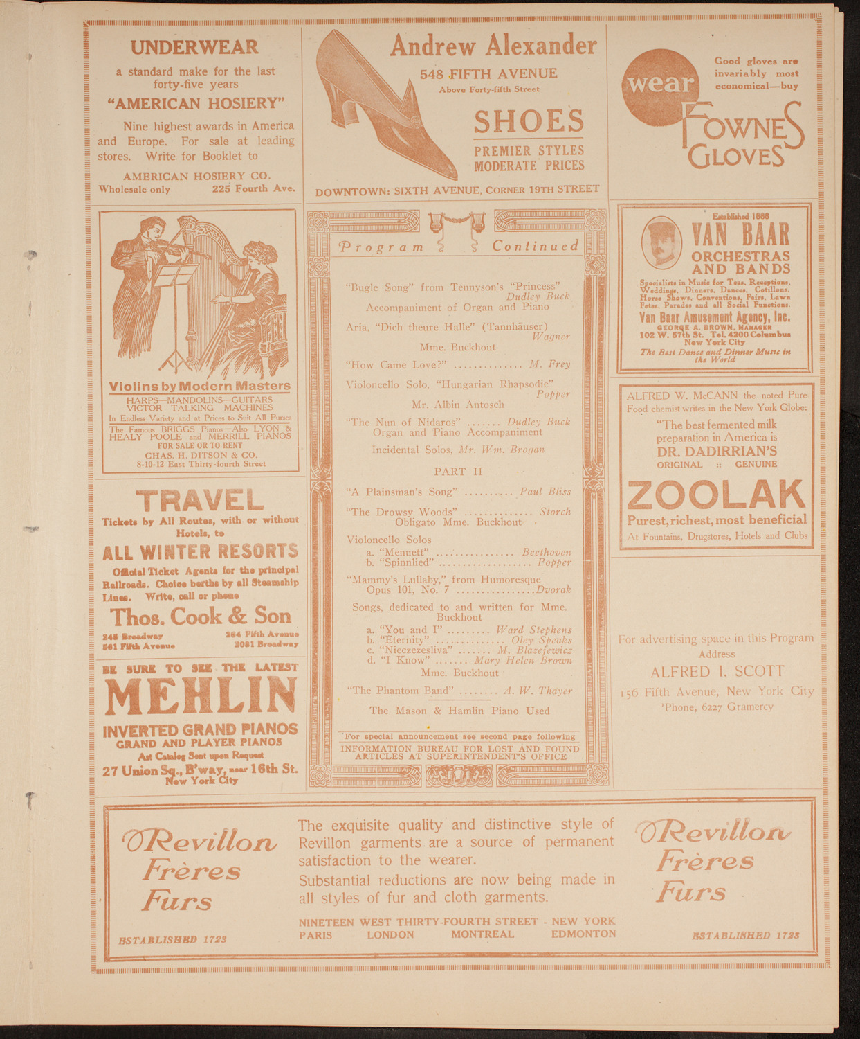 New York Banks' Glee Club, December 14, 1914, program page 7
