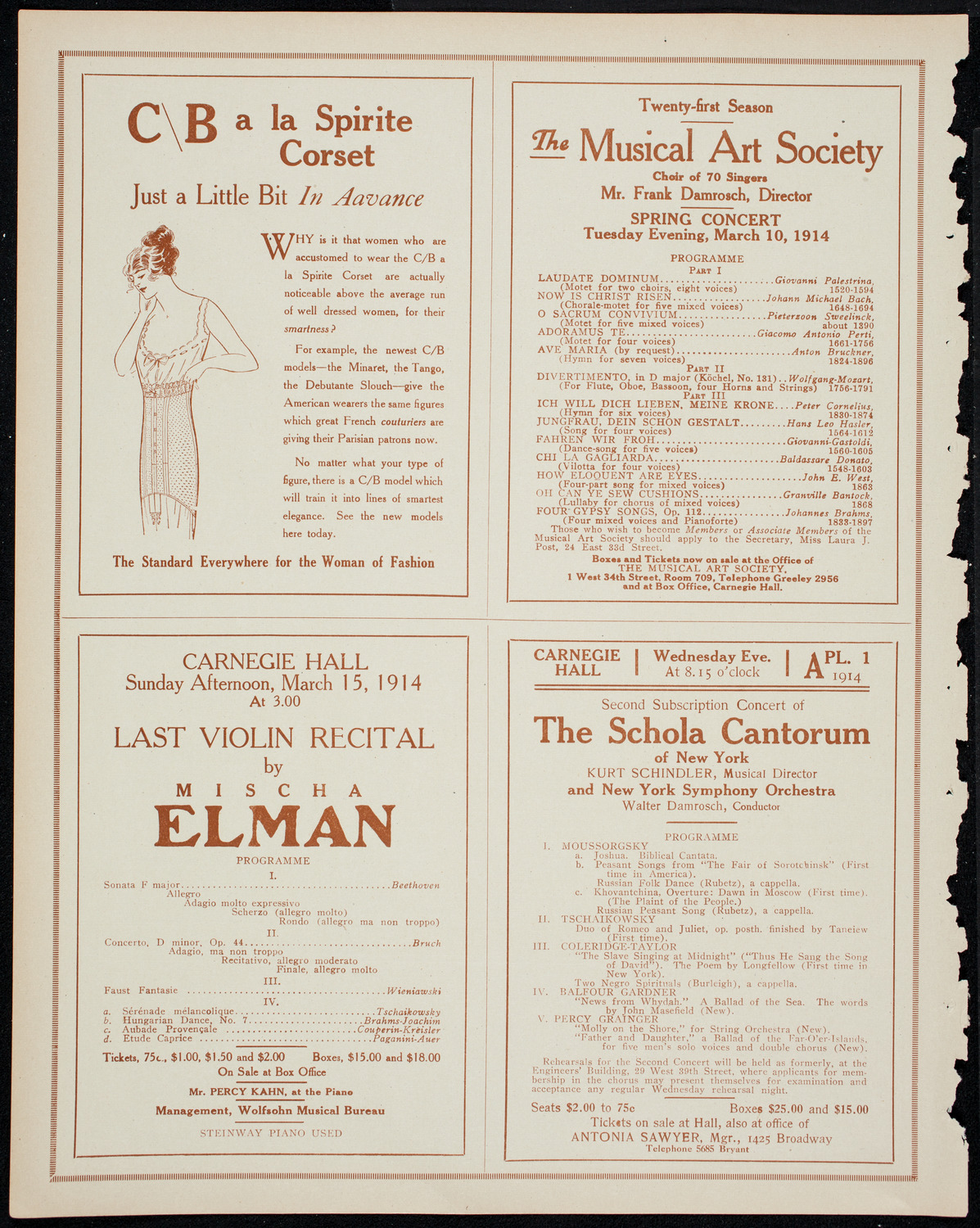 New York Philharmonic, March 8, 1914, program page 8