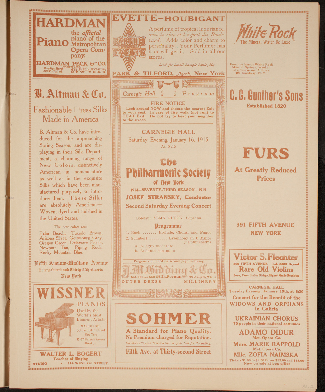 New York Philharmonic, January 16, 1915, program page 5