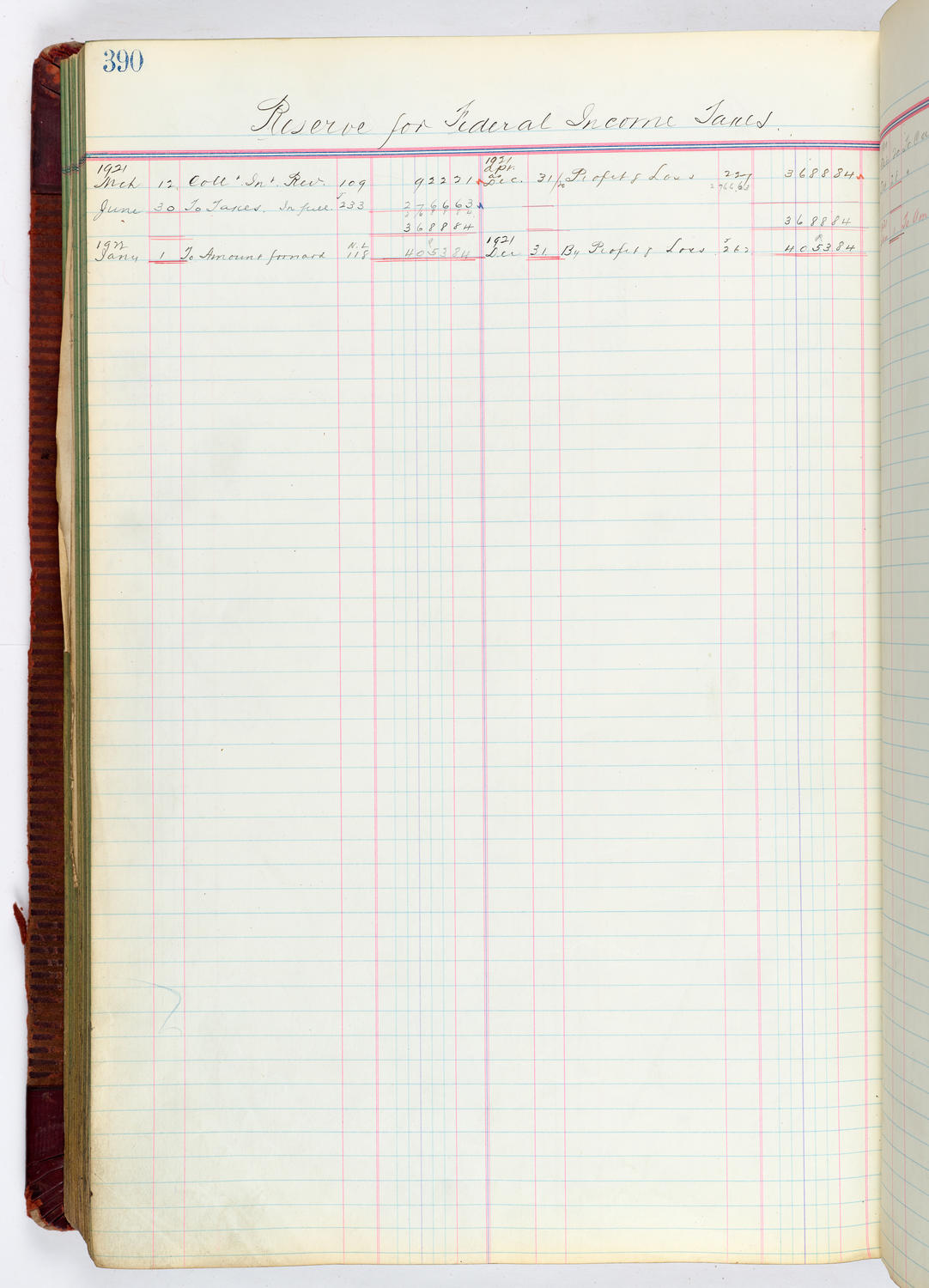 Music Hall Accounting Ledger, volume 4, page 390