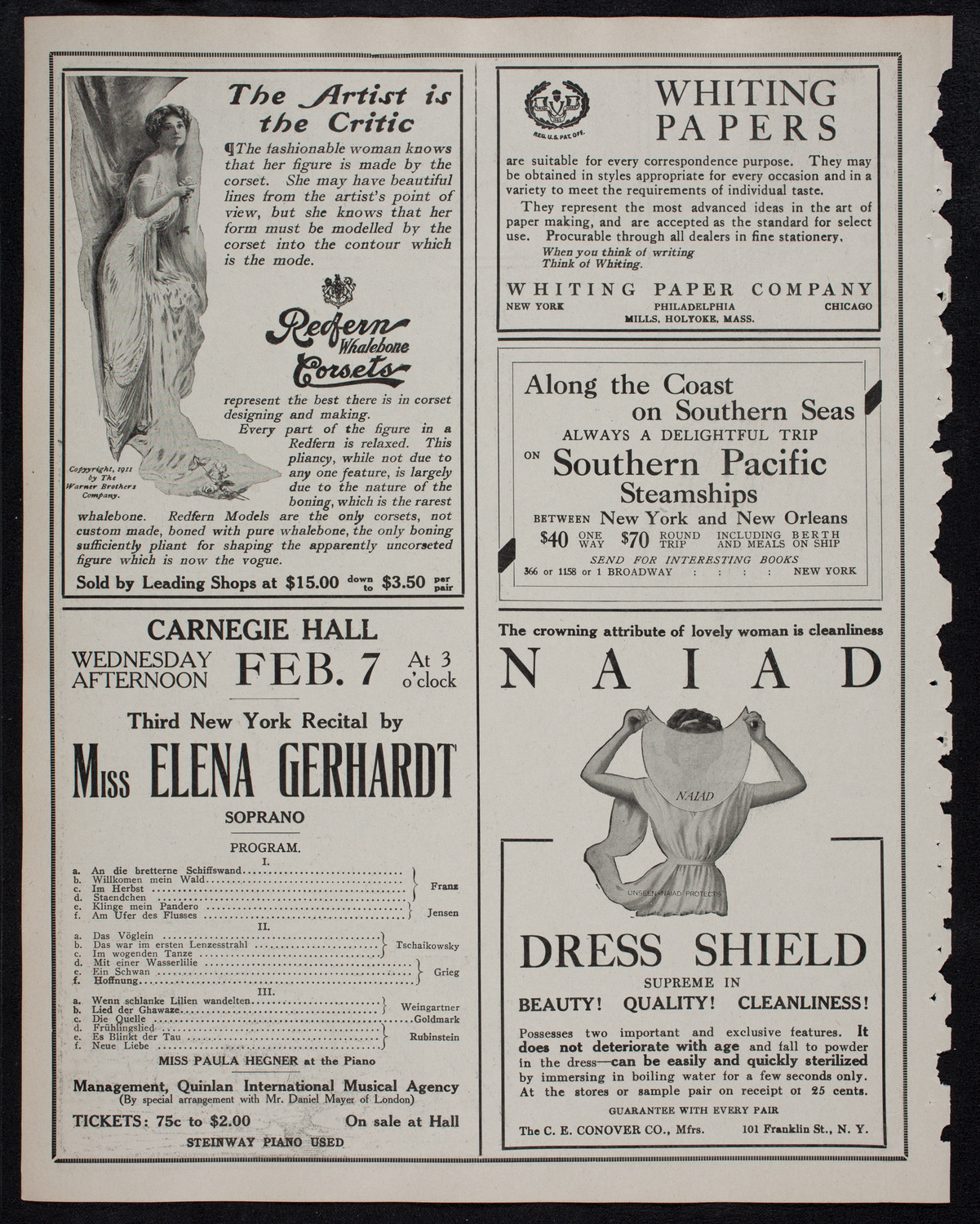 Josef Lhévinne, Piano, February 6, 1912, program page 2