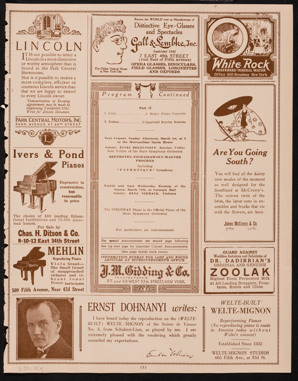 State Symphony Orchestra of New York, February 25, 1925, program page 7