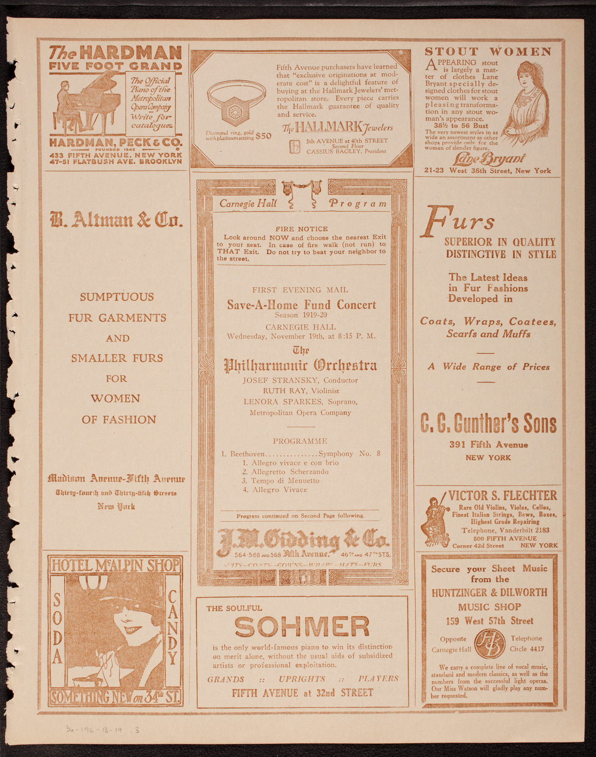 Evening Mail Save-A-Home Fund Concert: New York Philharmonic, November 19, 1919, program page 5