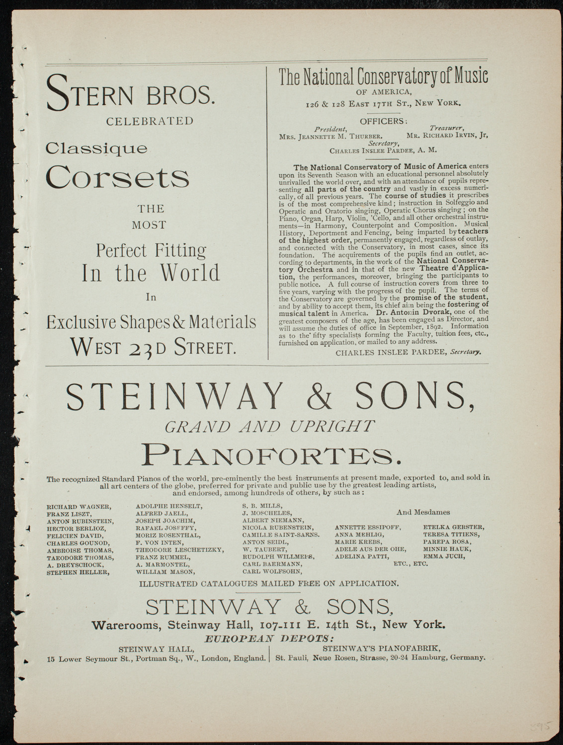 Beethoven String Quartet, January 14, 1892, program page 7