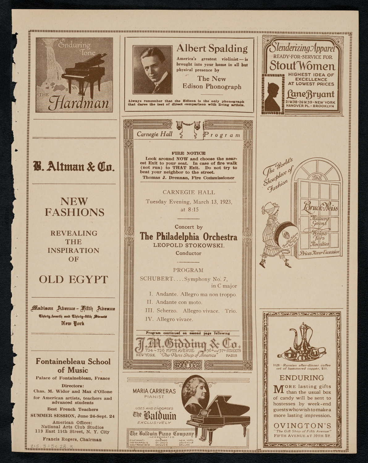 Philadelphia Orchestra, March 13, 1923, program page 5