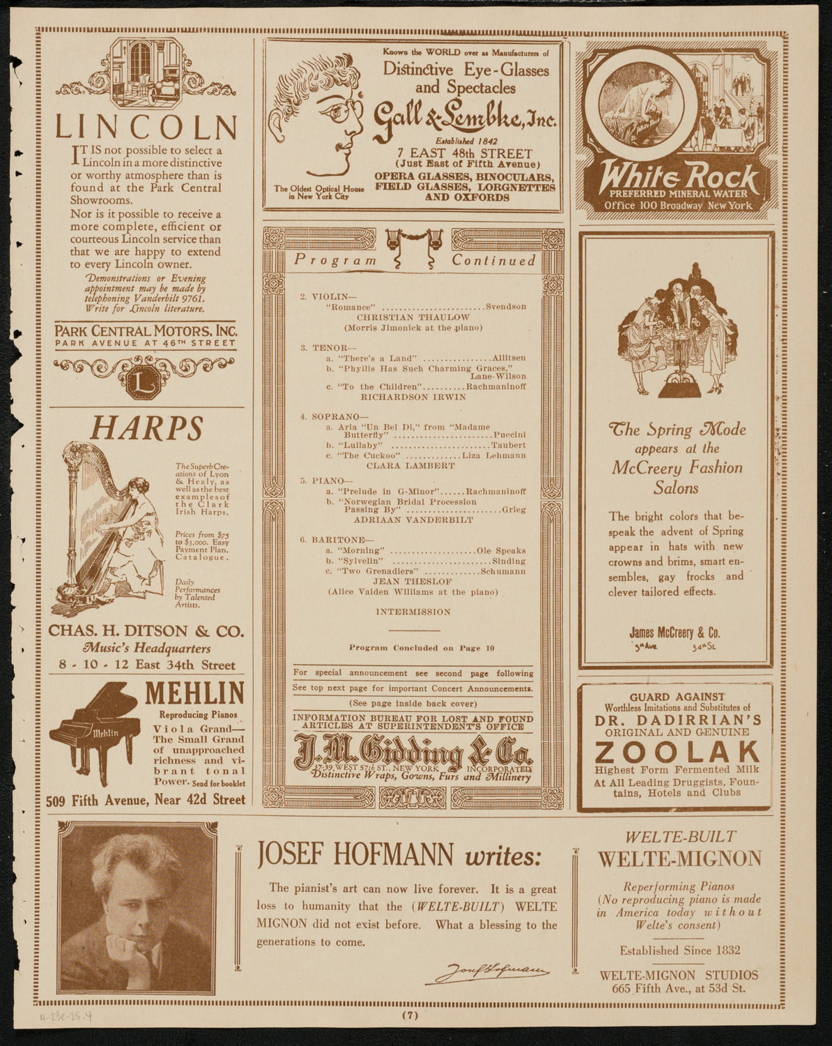 Benefit: St. Andrews One Cent Coffee Stands Society, April 23, 1925, program page 7