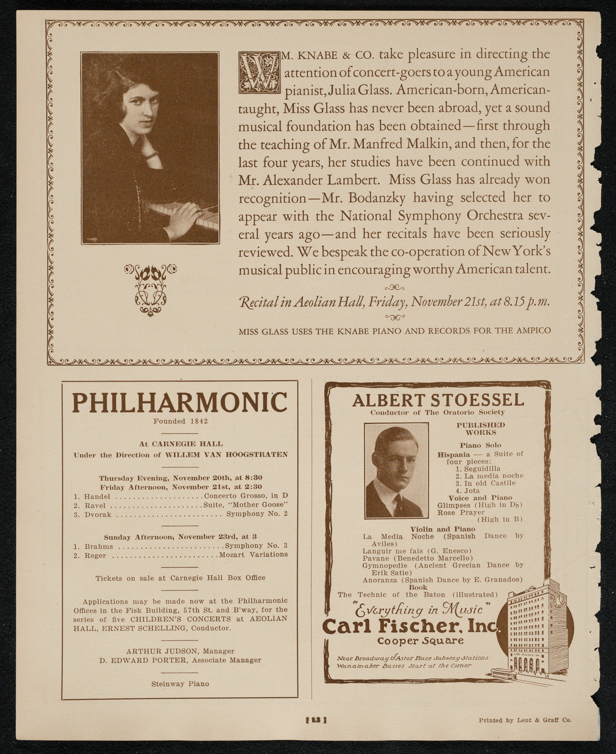 New York Symphony Orchestra, November 20, 1924, program page 12