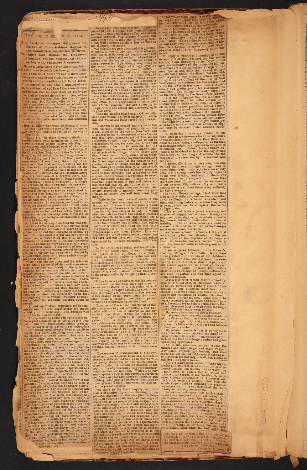 Isaac Hopper Scrapbook, page 20: 1893