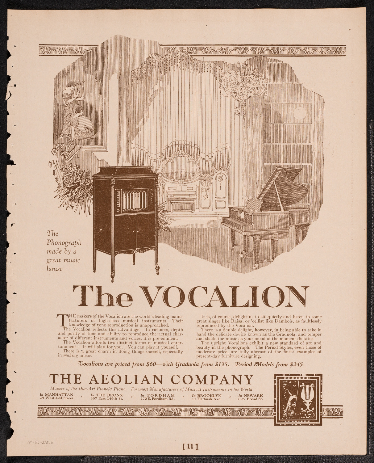Johanna Gadski, Soprano, with the New York Philharmonic, October 30, 1921, program page 11