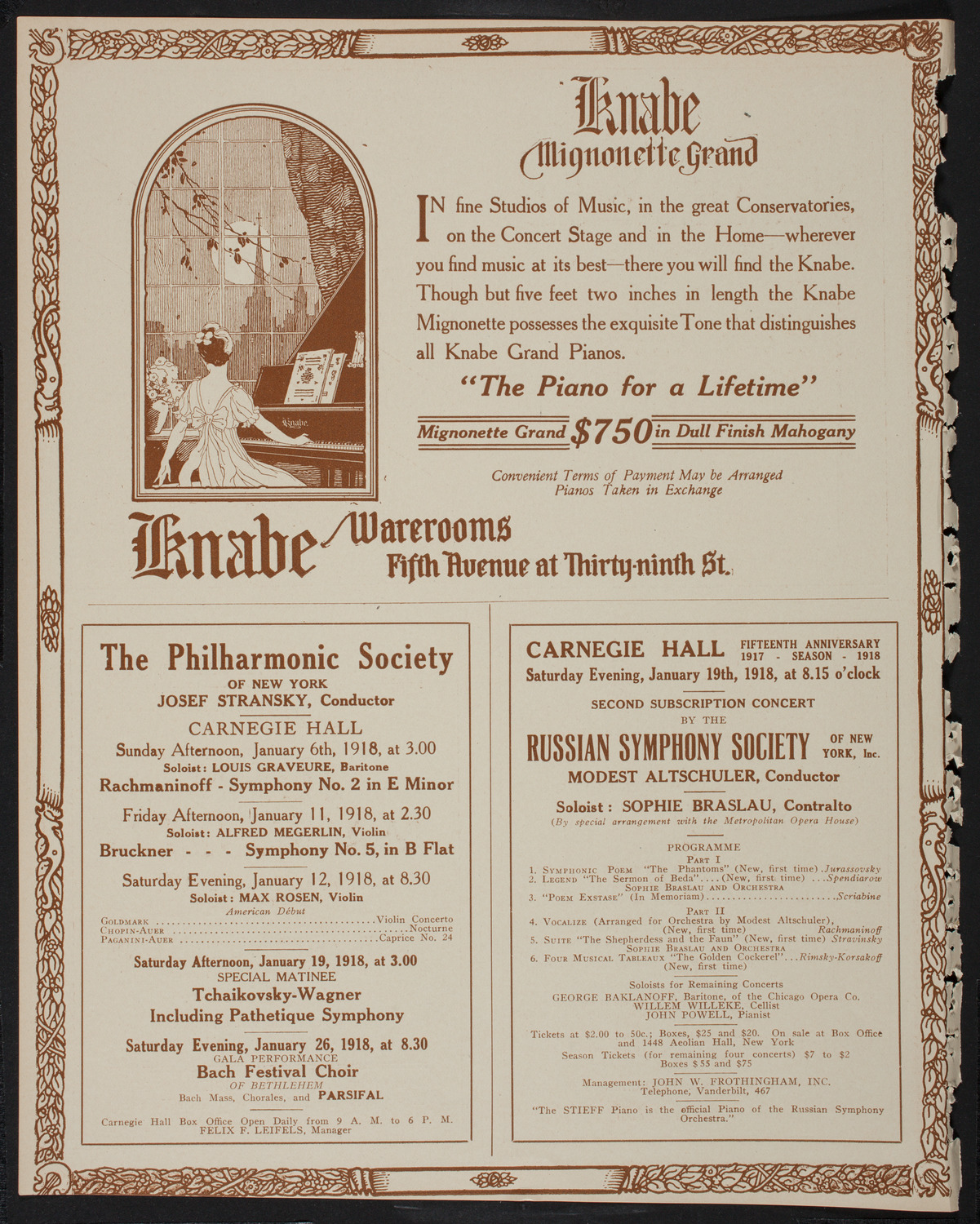 New York Philharmonic, January 4, 1918, program page 12