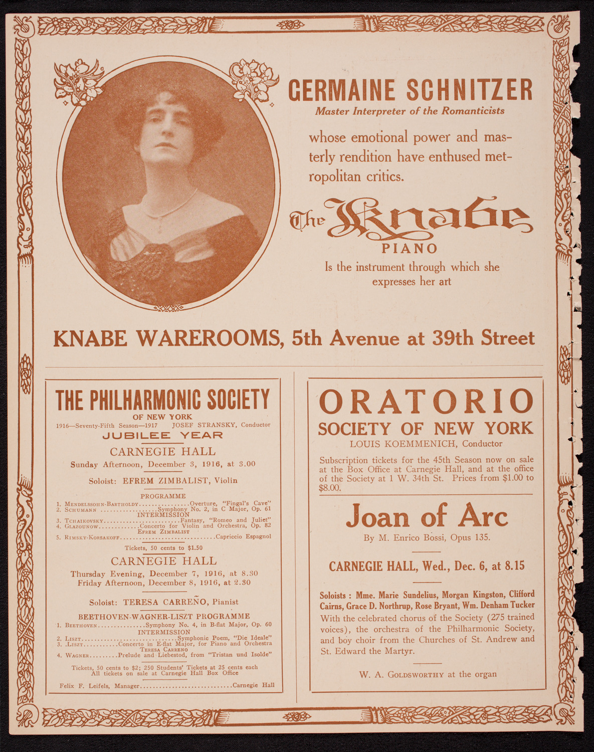 Ethel Leginska, Piano, December 1, 1916, program page 12