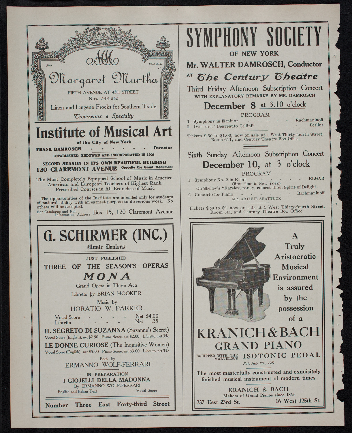 Frances Alda, Soprano, December 5, 1911, program page 6