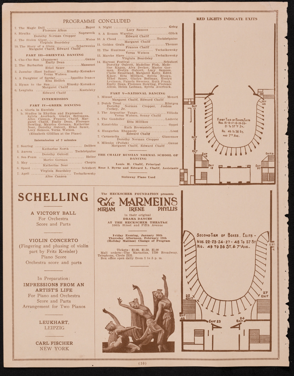 Chalif Dancers, January 24, 1925, program page 10