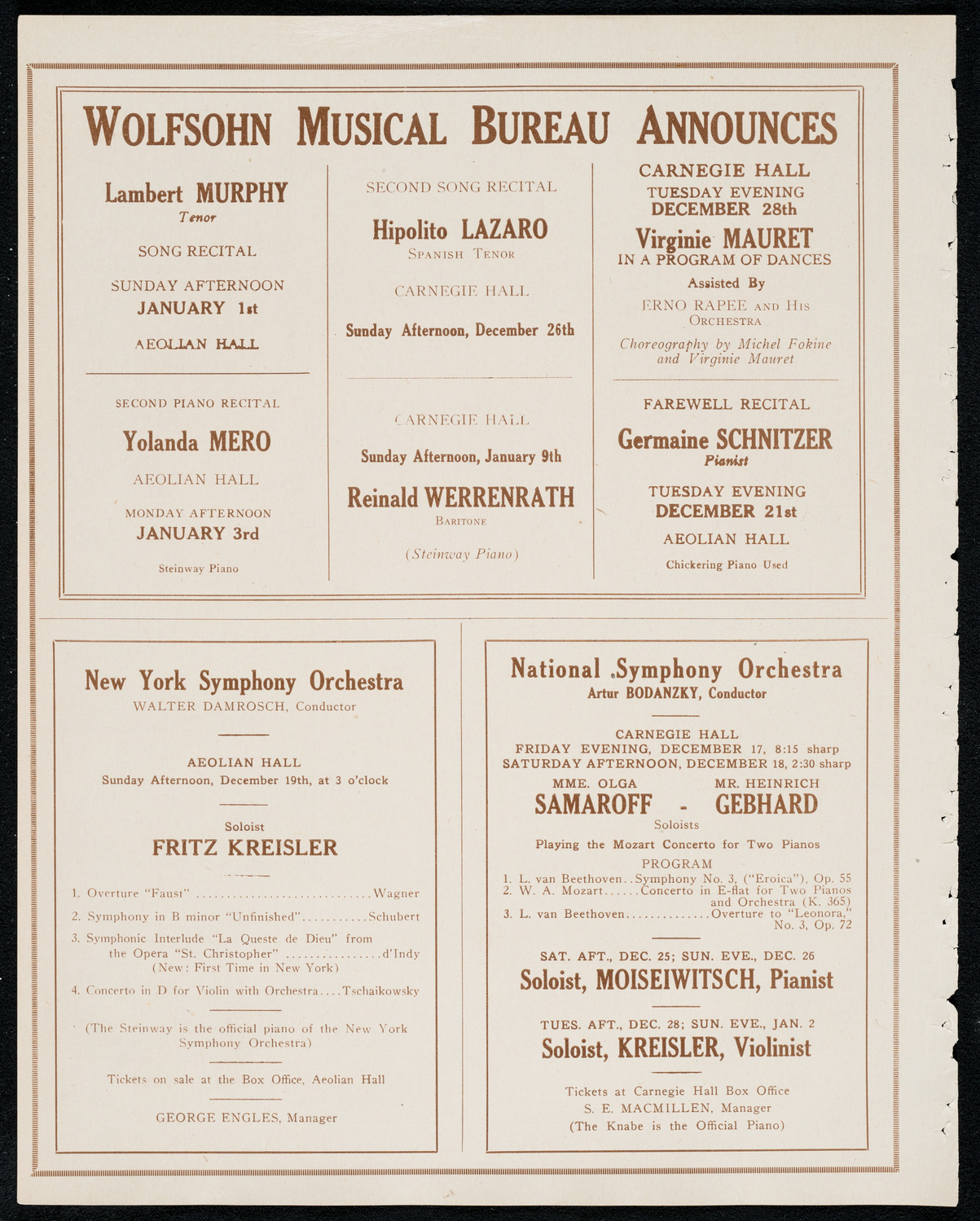 New York Philharmonic: Beethoven Festival, December 17, 1920, program page 8
