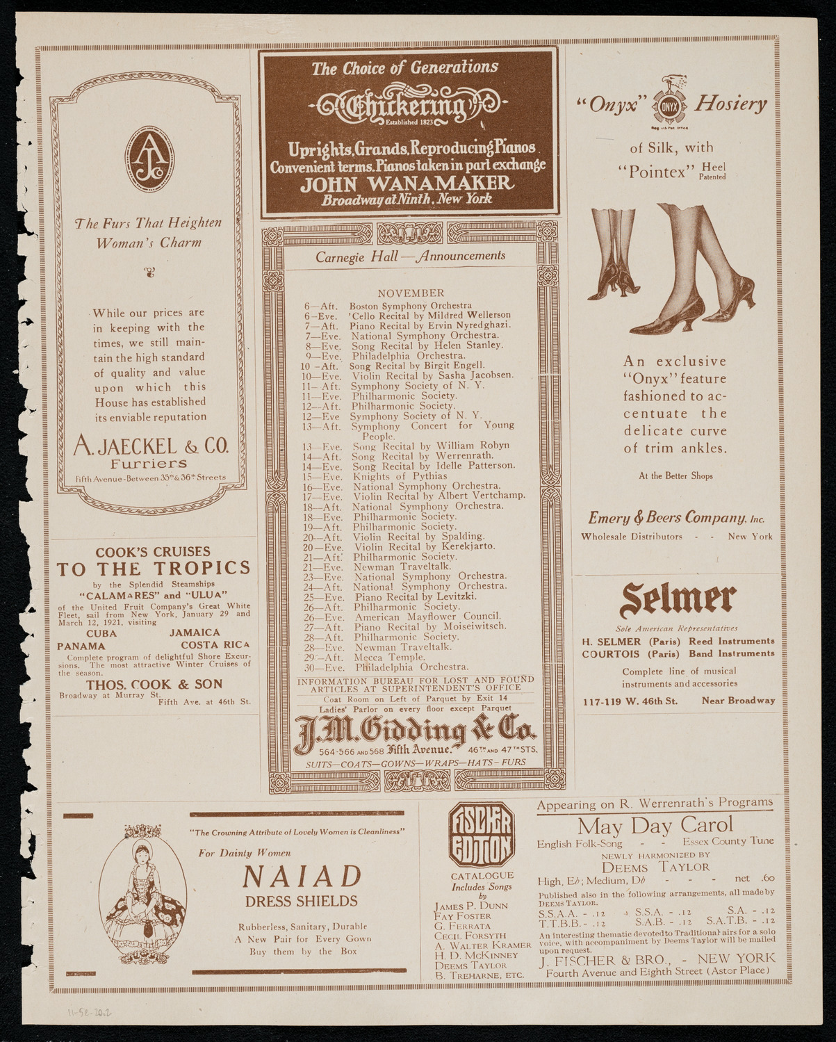 New York Symphony Orchestra, November 5, 1920, program page 3