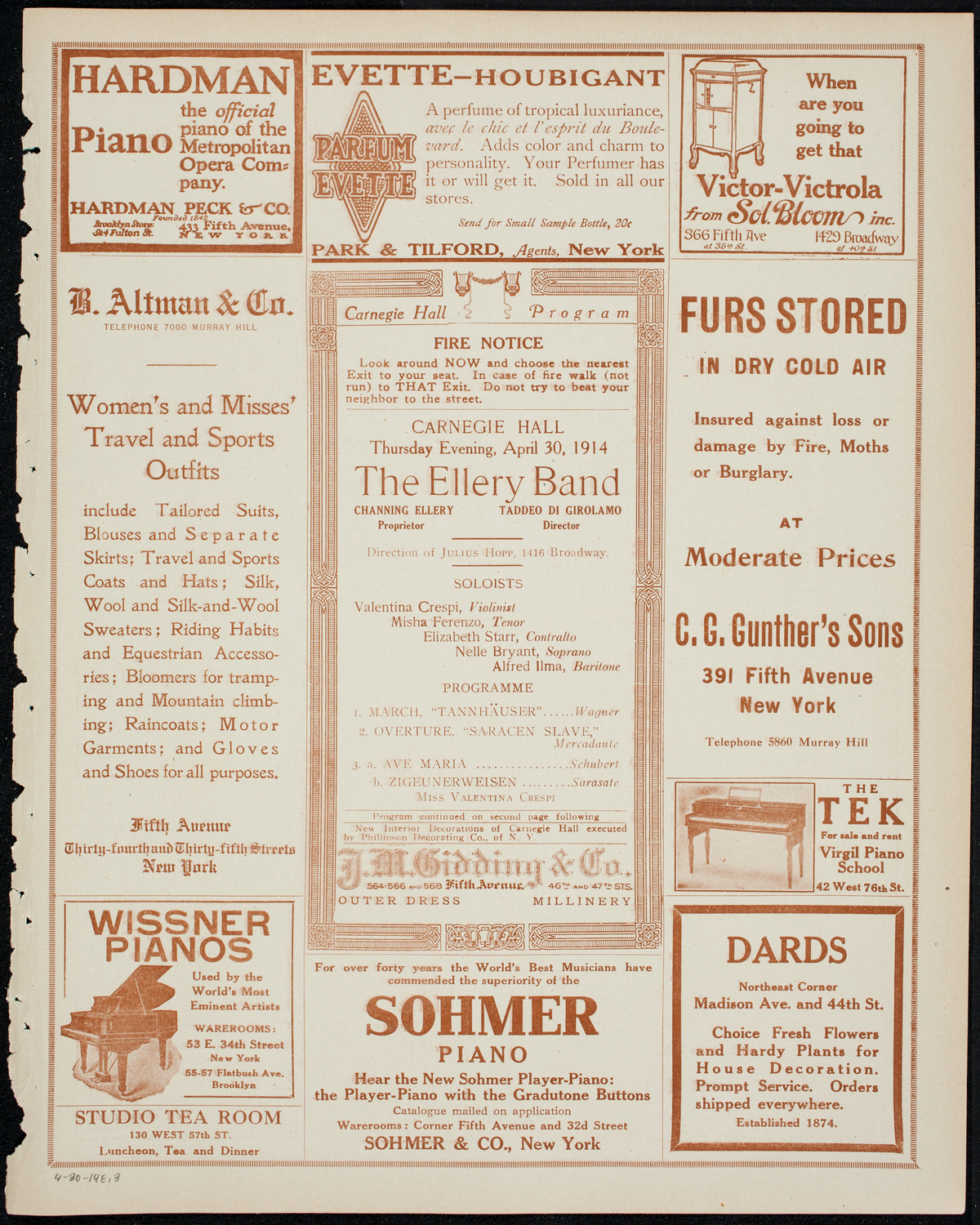 The Ellery Band, April 30, 1914, program page 5