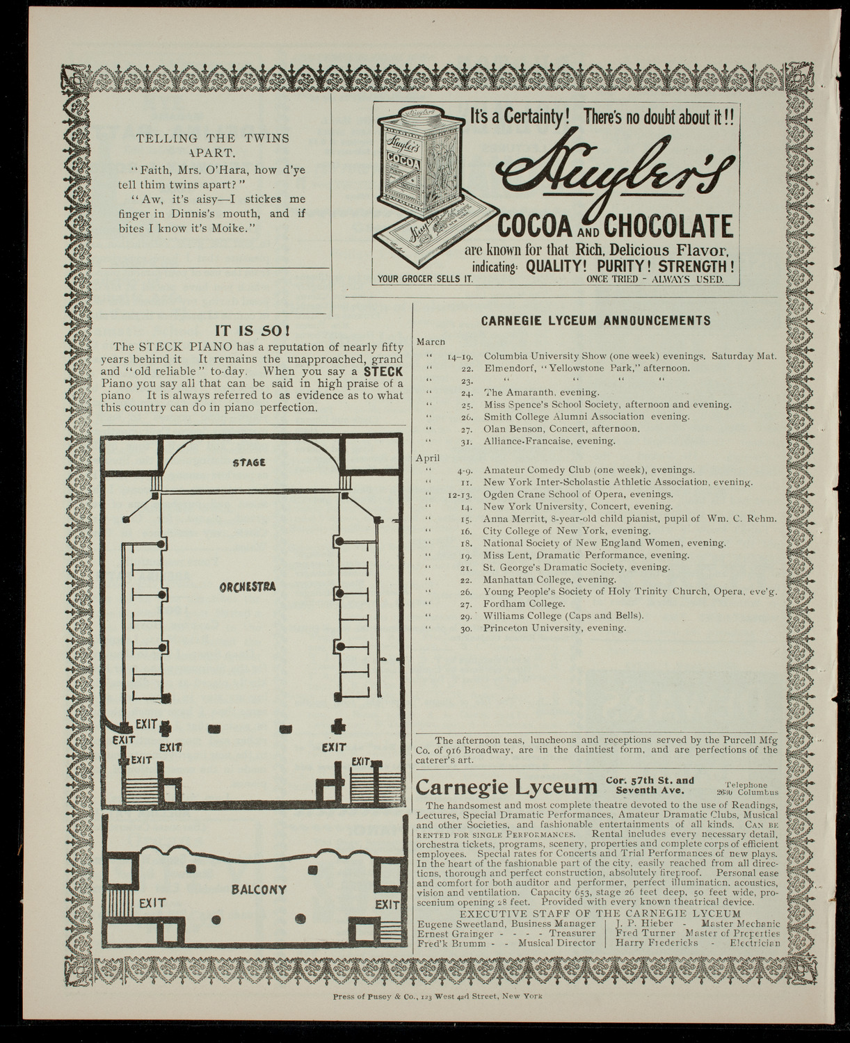 Columbia Varsity Show 1904, March 18, 1904, program page 4