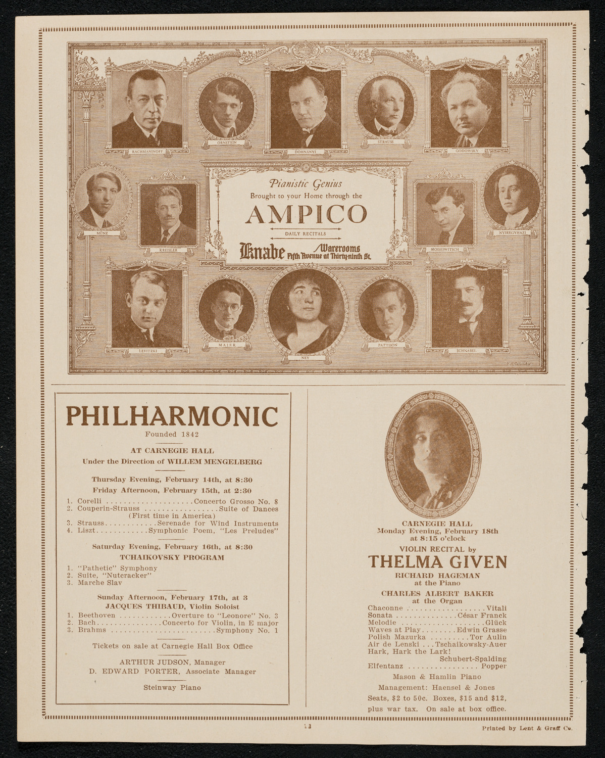 Reinald Werrenrath, Baritone, February 12, 1924, program page 12