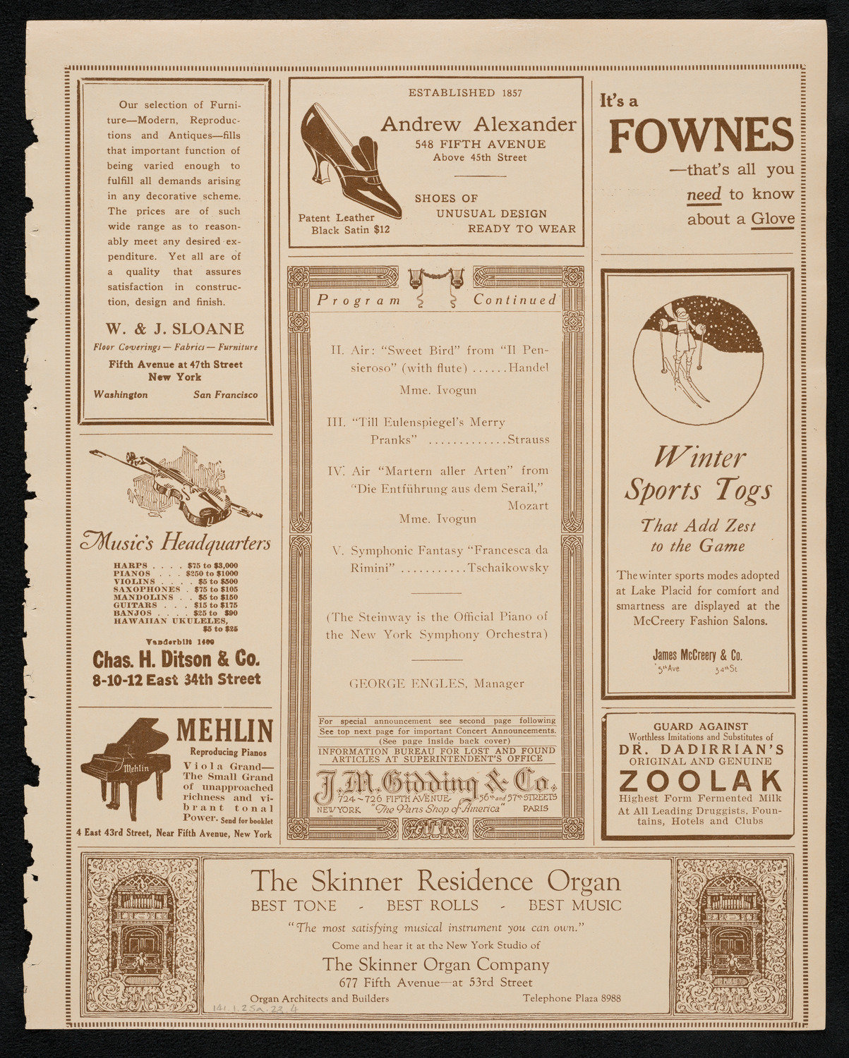 New York Symphony Orchestra, January 25, 1923, program page 7