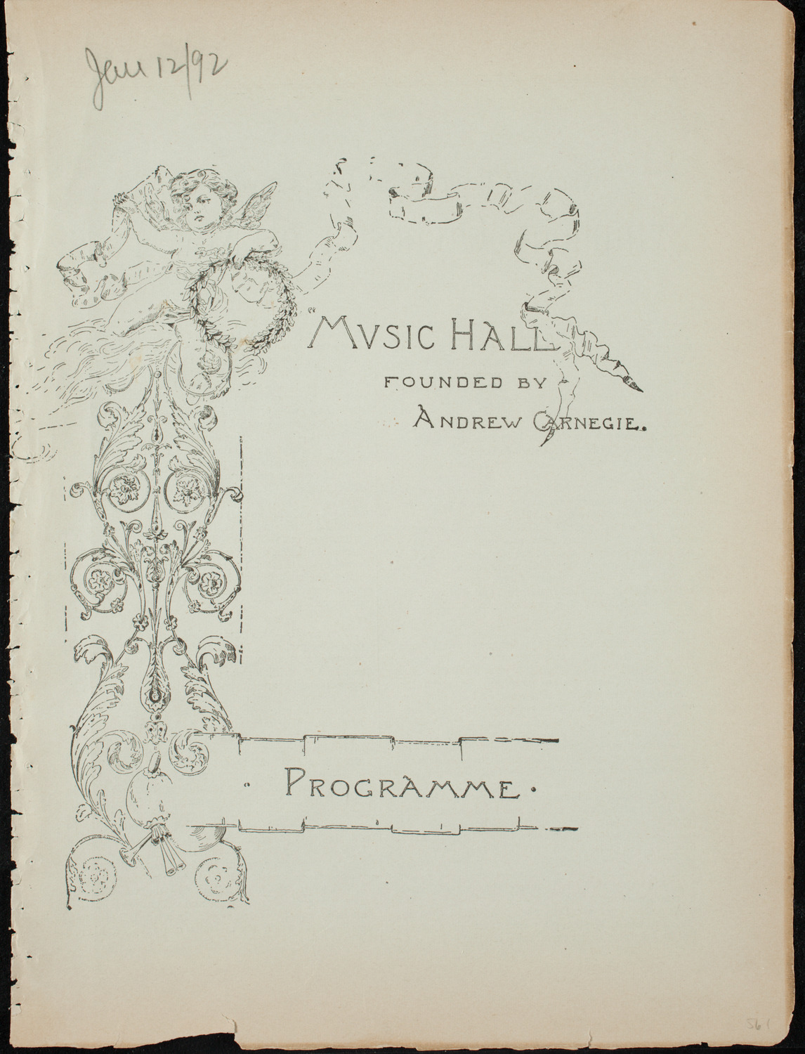 Metropolitan Musical Society, January 12, 1892, program page 1