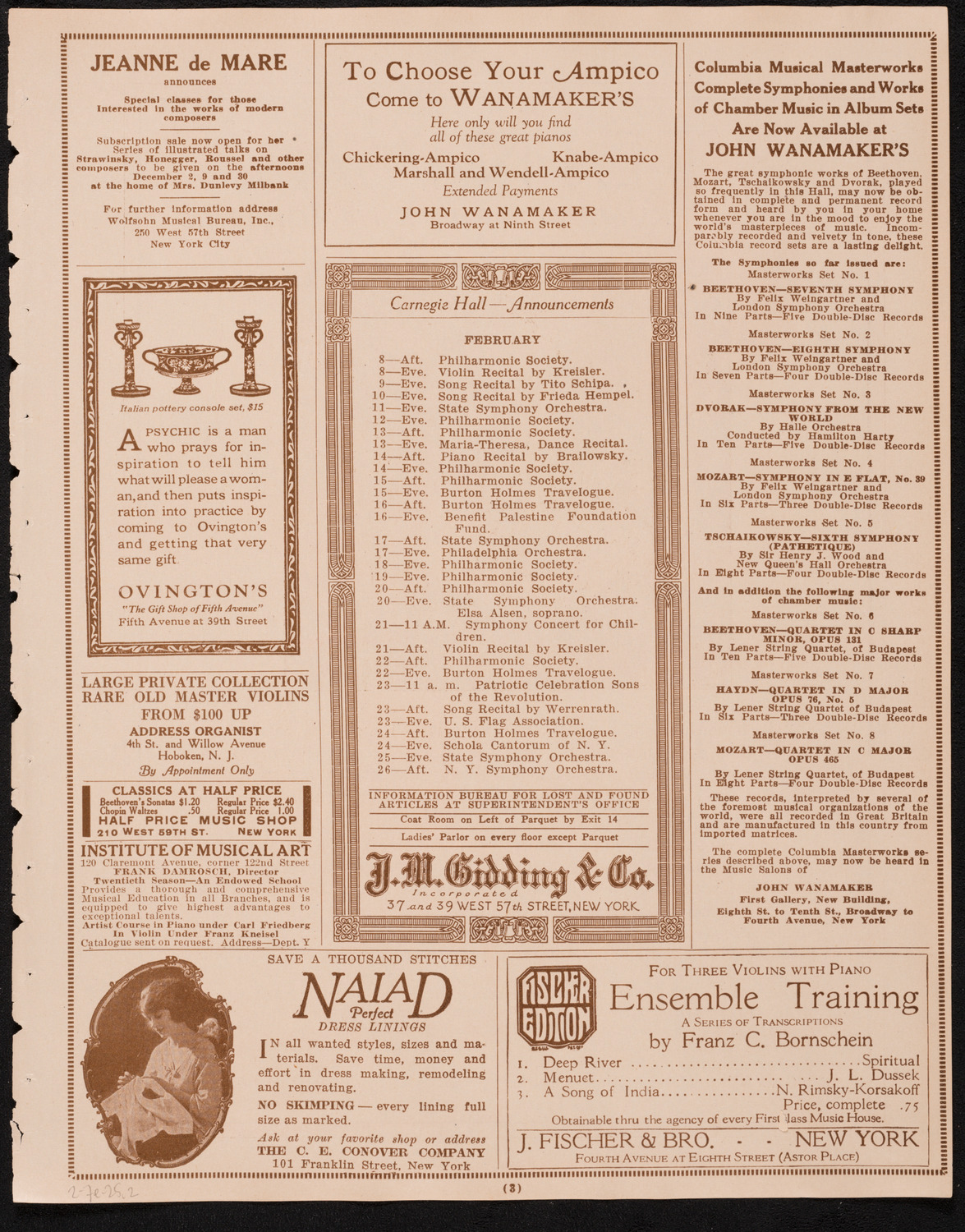 Concert presented by the Jewish National Workers' Alliance, New York City Committee, February 7, 1925, program page 3