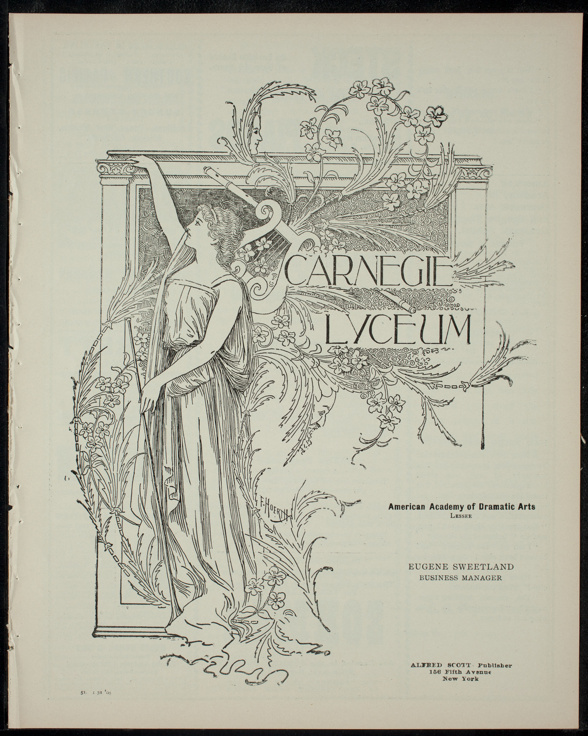 Academy Stock Company of the American Academy of the Dramatic Arts/Empire Theatre Dramatic School, January 31, 1905, program page 1