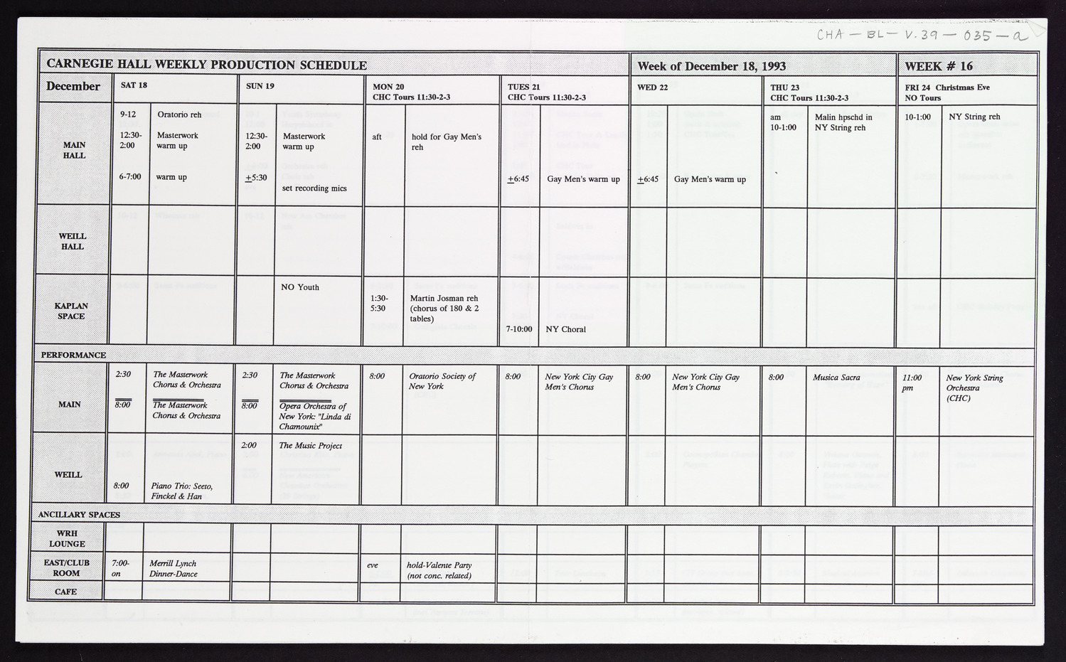 Carnegie Hall Booking Ledger, volume 39, page 35a