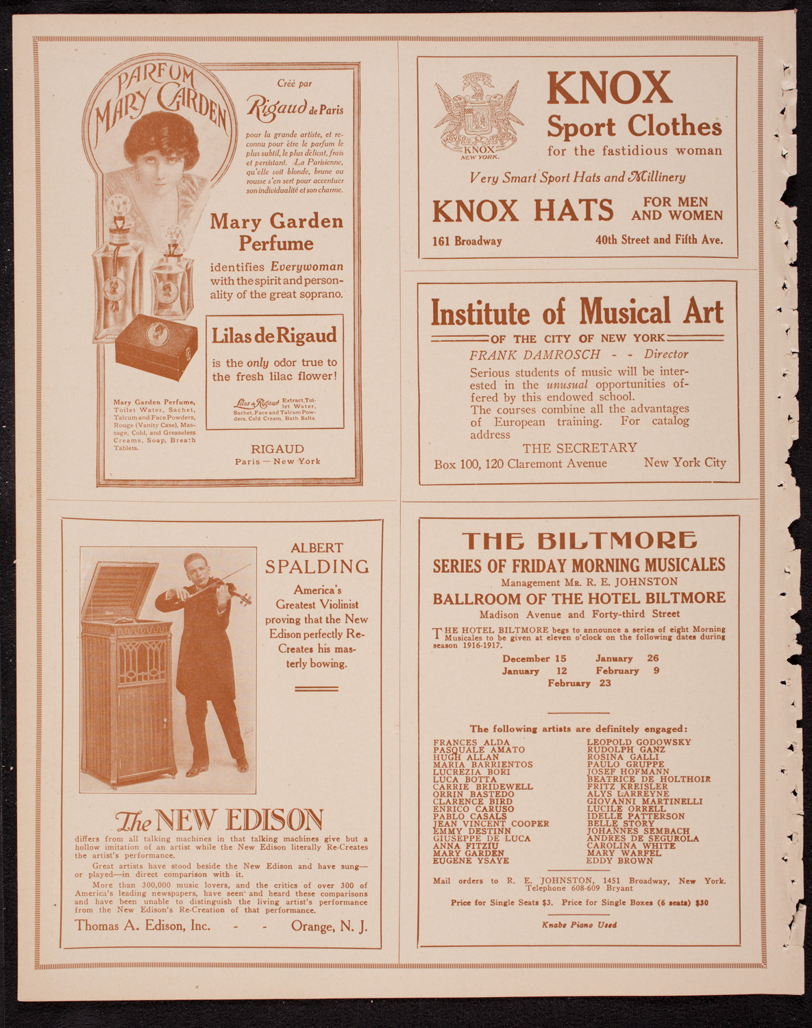 New York Philharmonic, December 9, 1916, program page 2