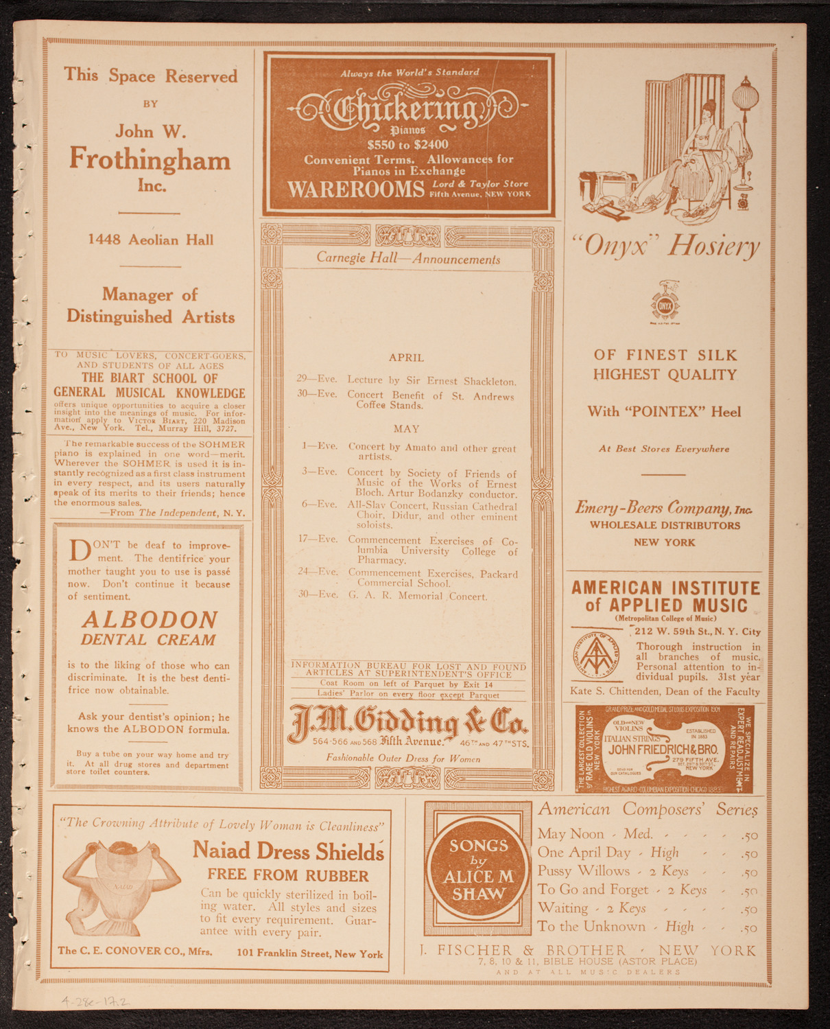 Kriens Symphony Club, April 28, 1917, program page 3