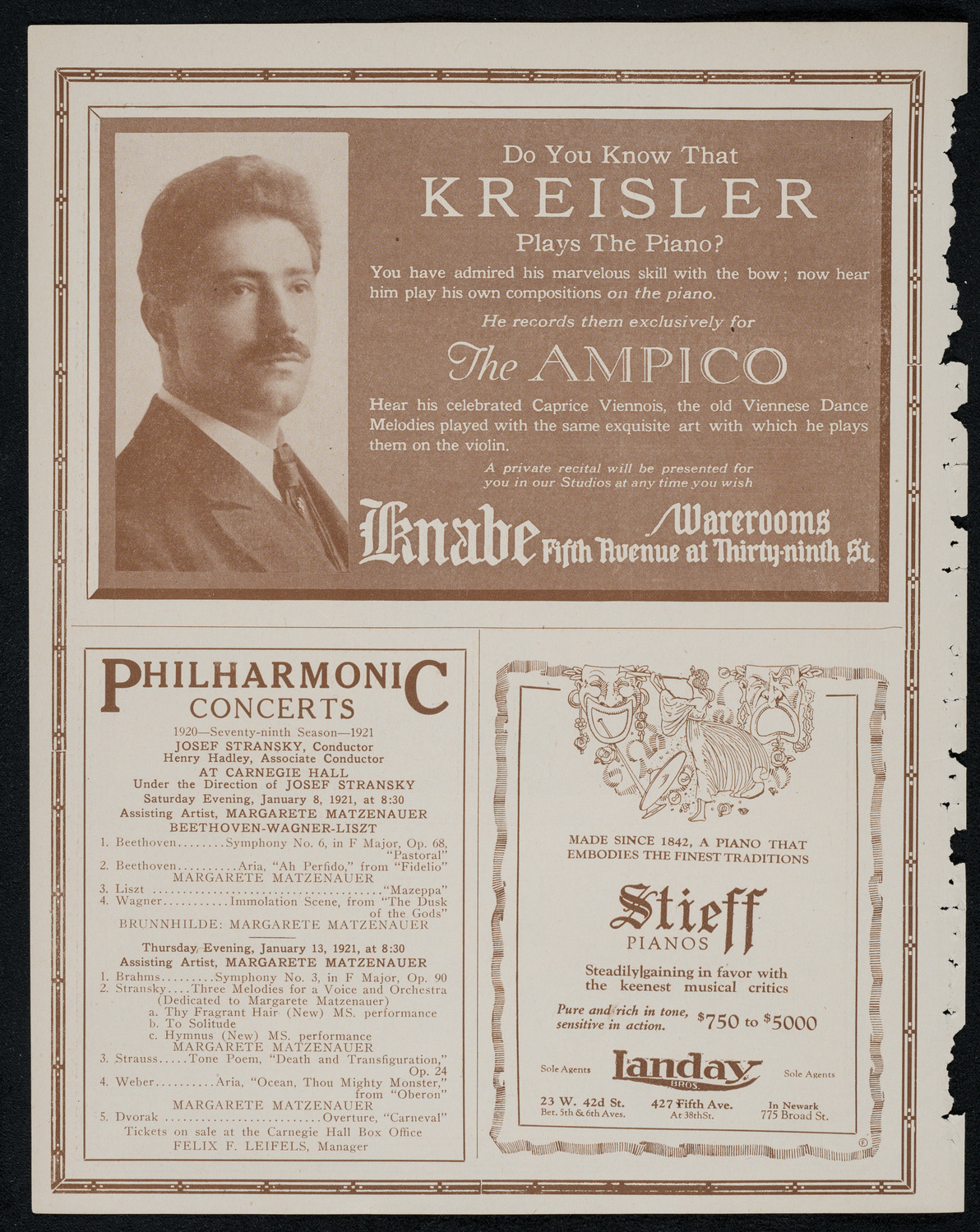 Joseph Schwarz, Baritone, January 3, 1921, program page 12