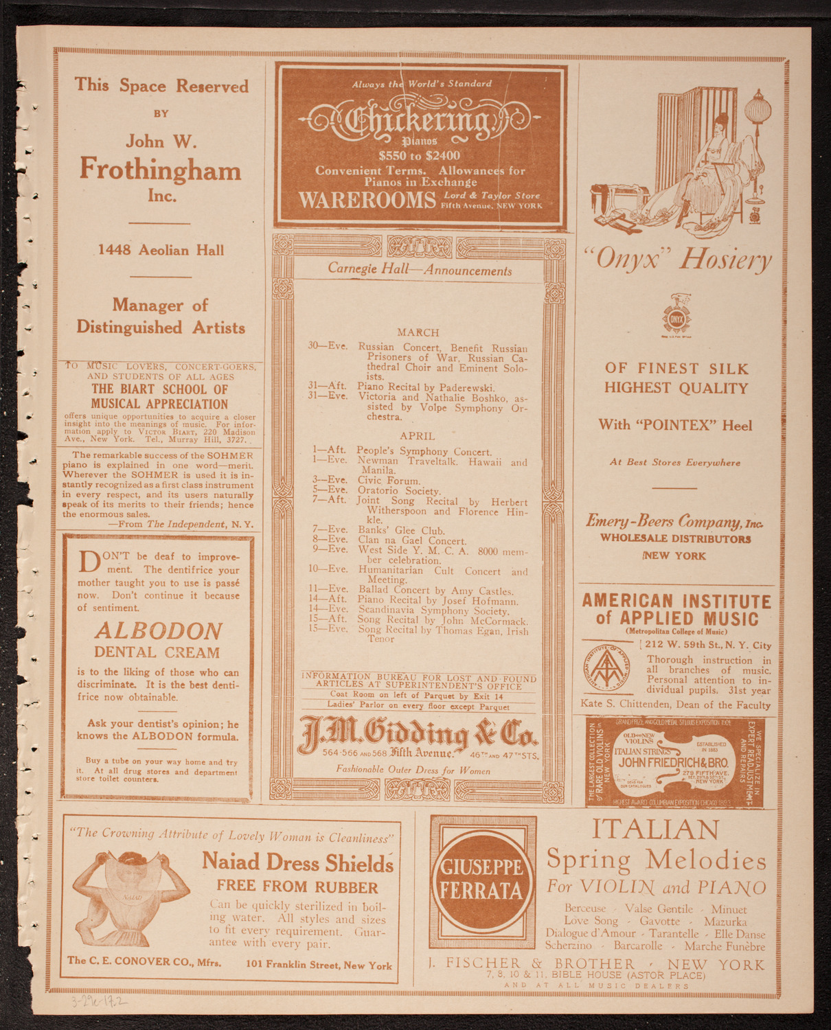 Eddy Brown, Violin, March 29, 1917, program page 5