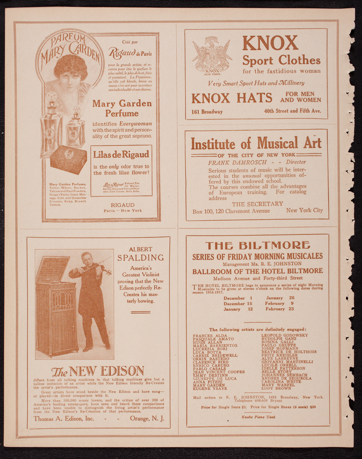 Boston Symphony Orchestra, November 30, 1916, program page 2