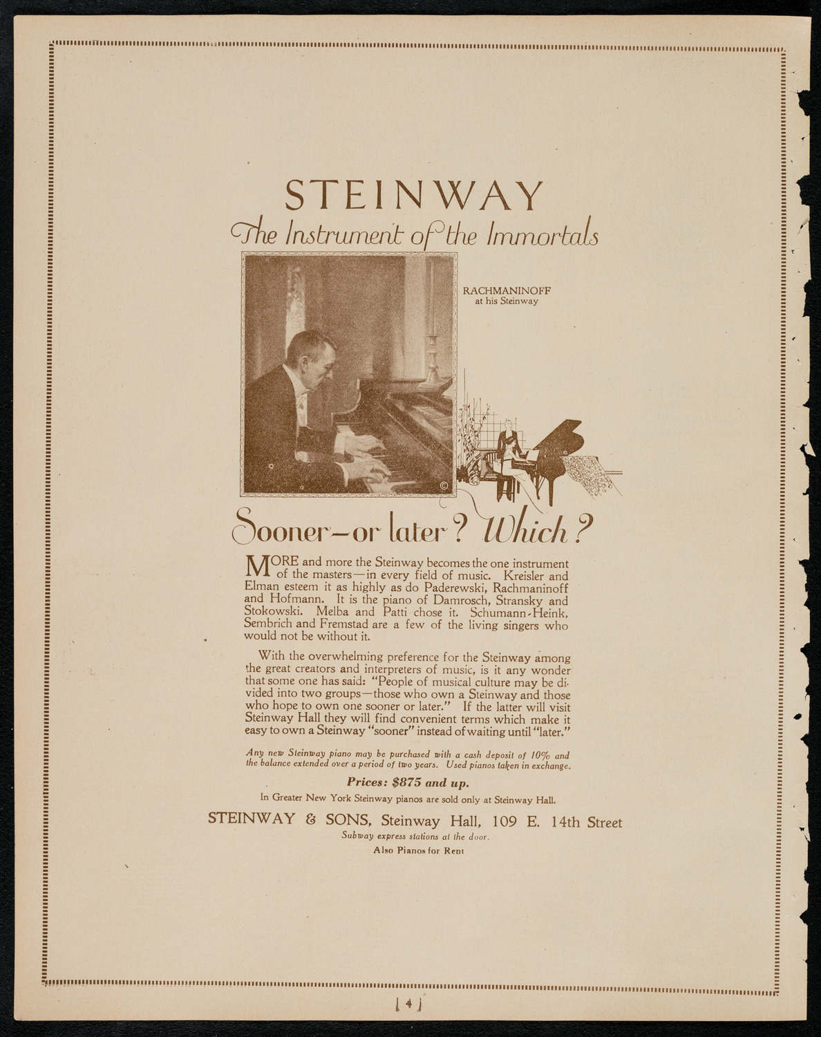 Beniamino Gigli, Tenor, May 2, 1922, program page 4