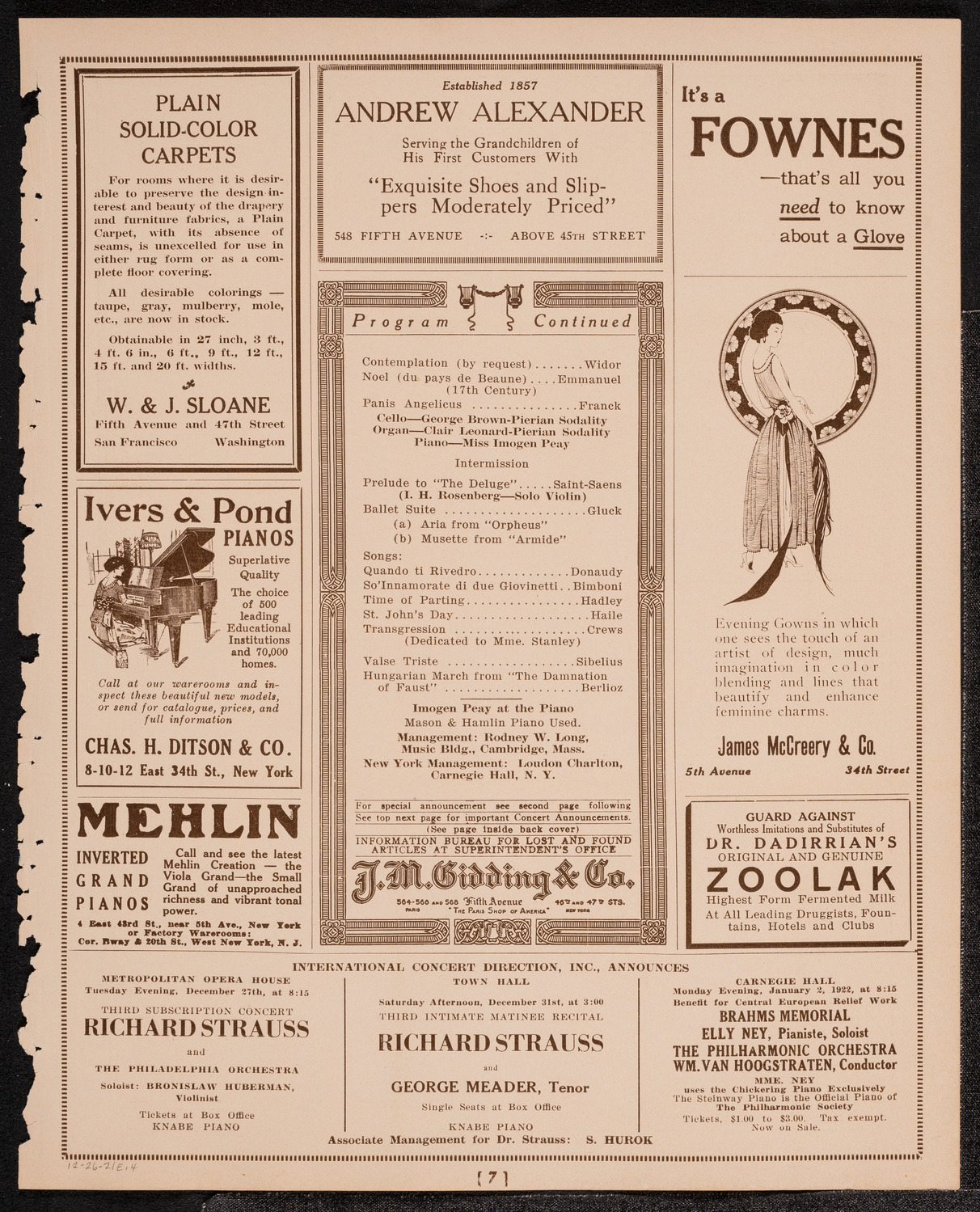 Harvard University Orchestra, December 26, 1921, program page 7