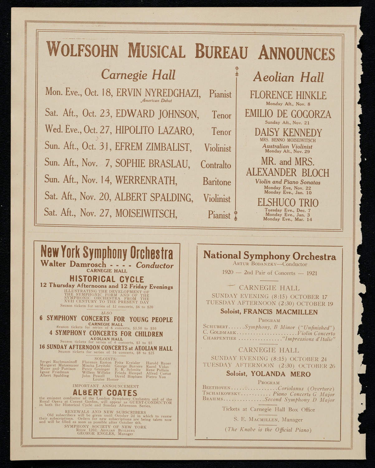 The Goldman Concert Band, October 10, 1920, program page 8