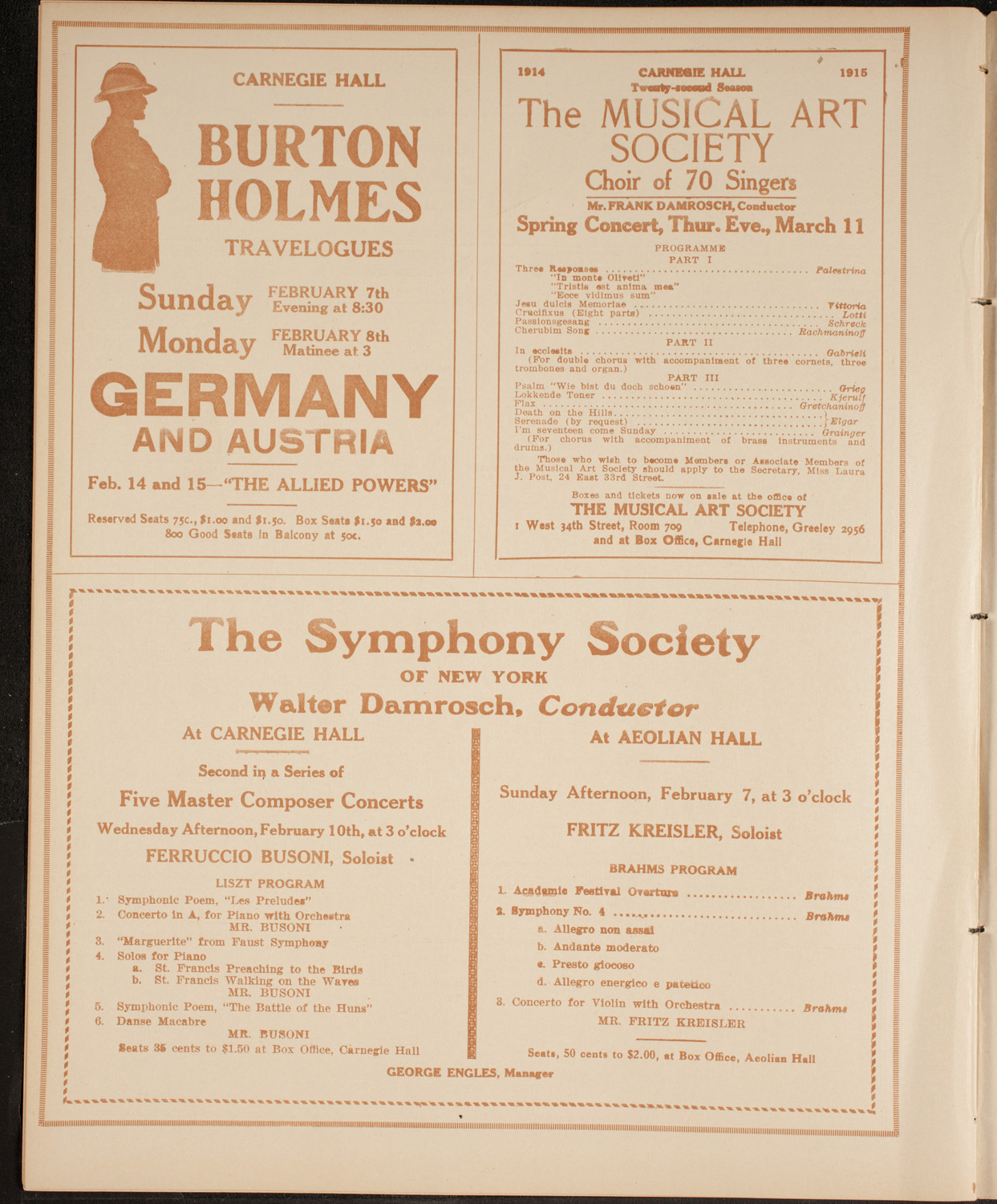 Thomas Egan, Tenor, February 5, 1915, program page 8