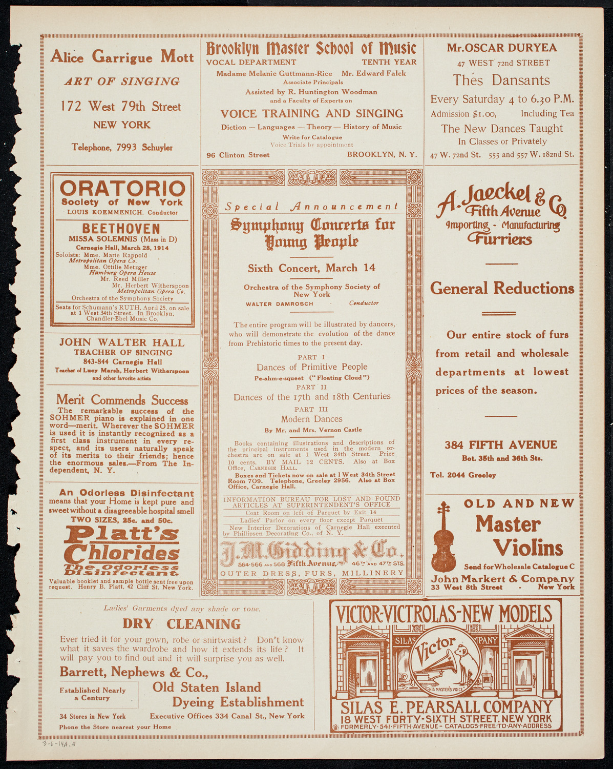 New York Philharmonic, March 6, 1914, program page 9