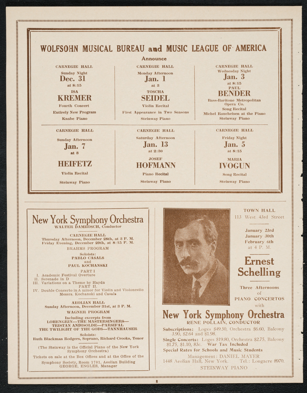 Ignacy Jan Paderewski, Piano, December 16, 1922, program page 8