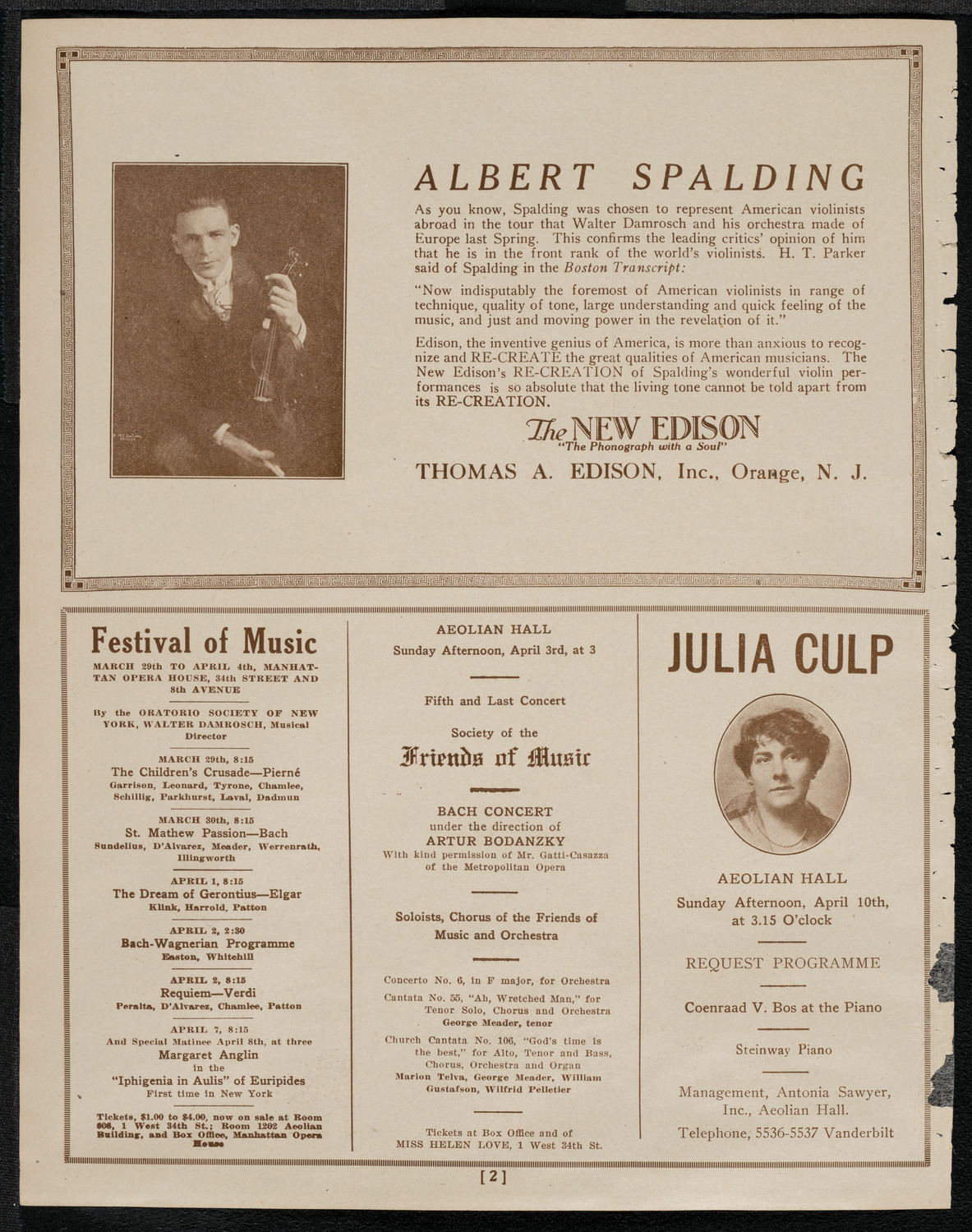 National Association of Harpists, March 29, 1921, program page 2