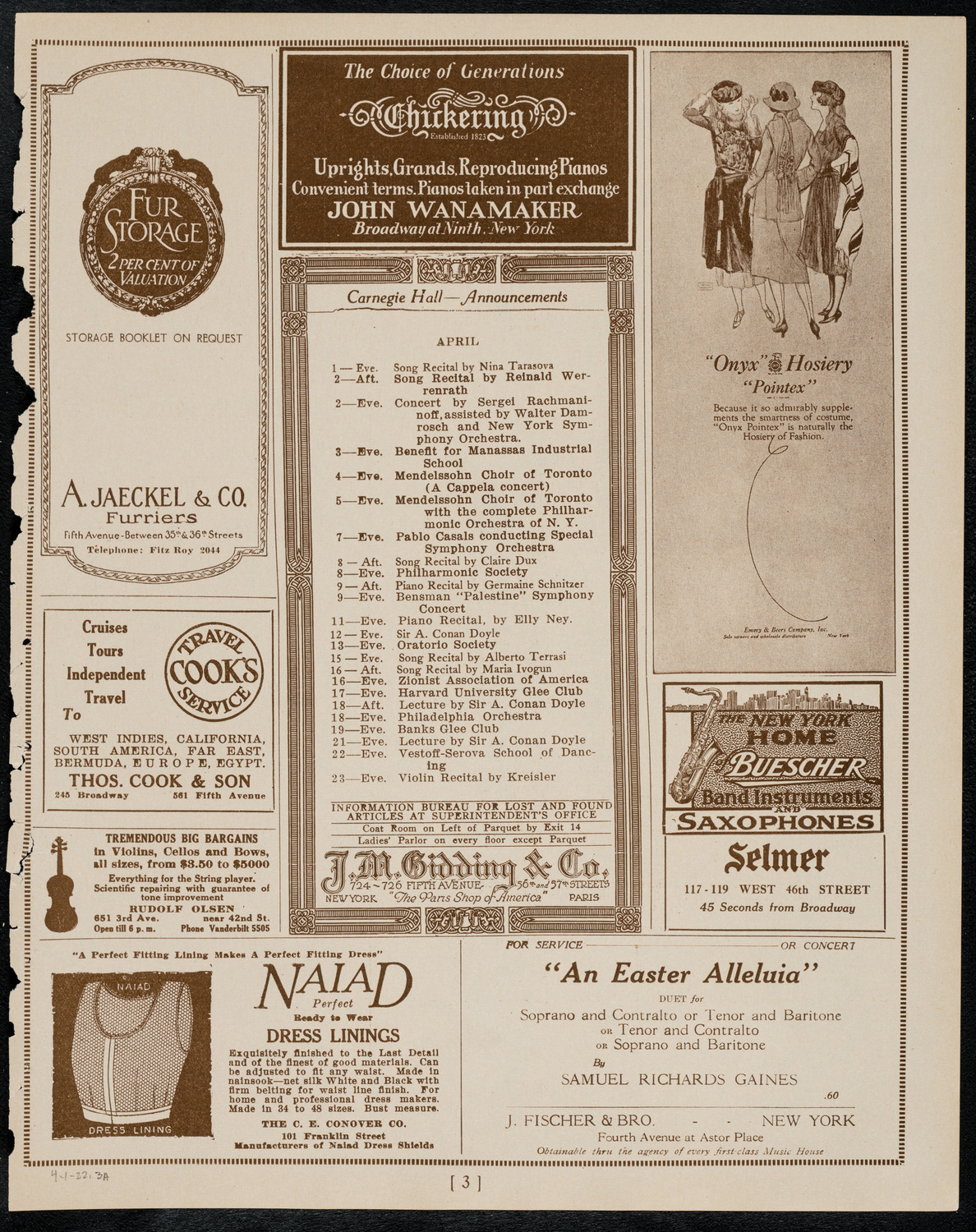 Chalif Russian School of Dancing, April 1, 1922, program page 3