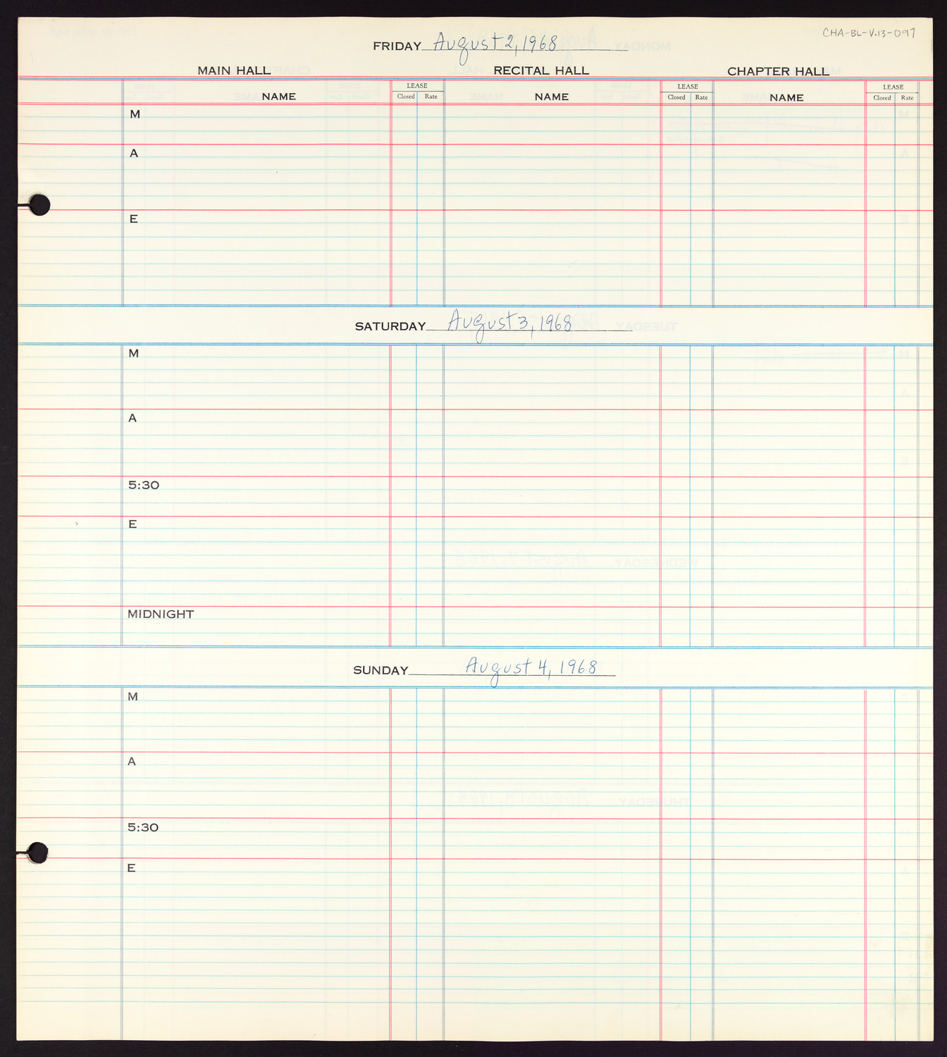 Carnegie Hall Booking Ledger, volume 13, page 97
