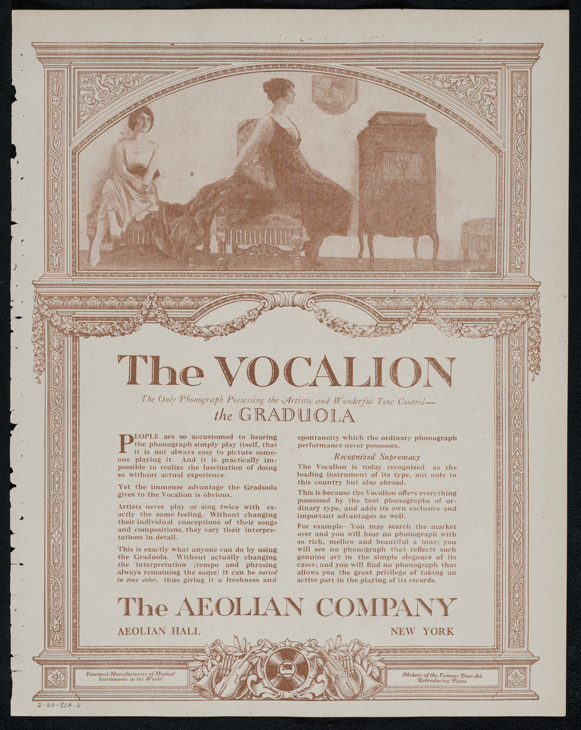 New York Philharmonic, February 20, 1921, program page 11