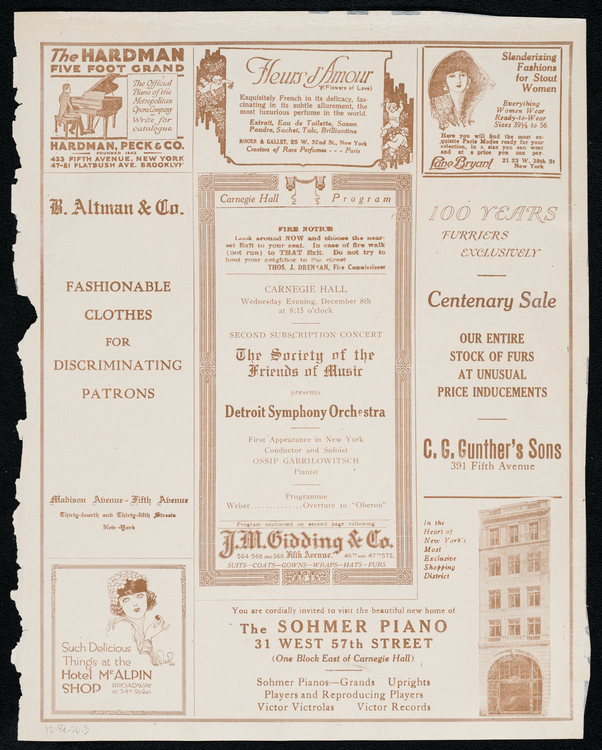 Detroit Symphony Orchestra, December 8, 1920, program page 5